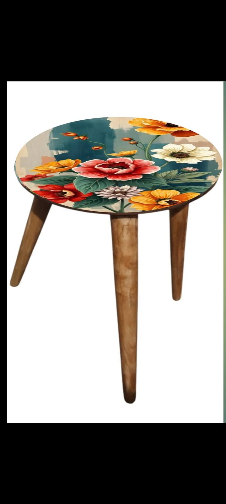 Hand-Painted Floral Side Table
