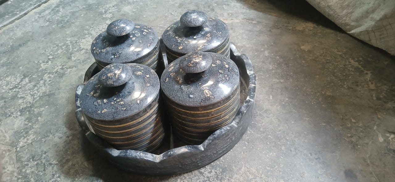 Handcrafted Stone Spice Container Set