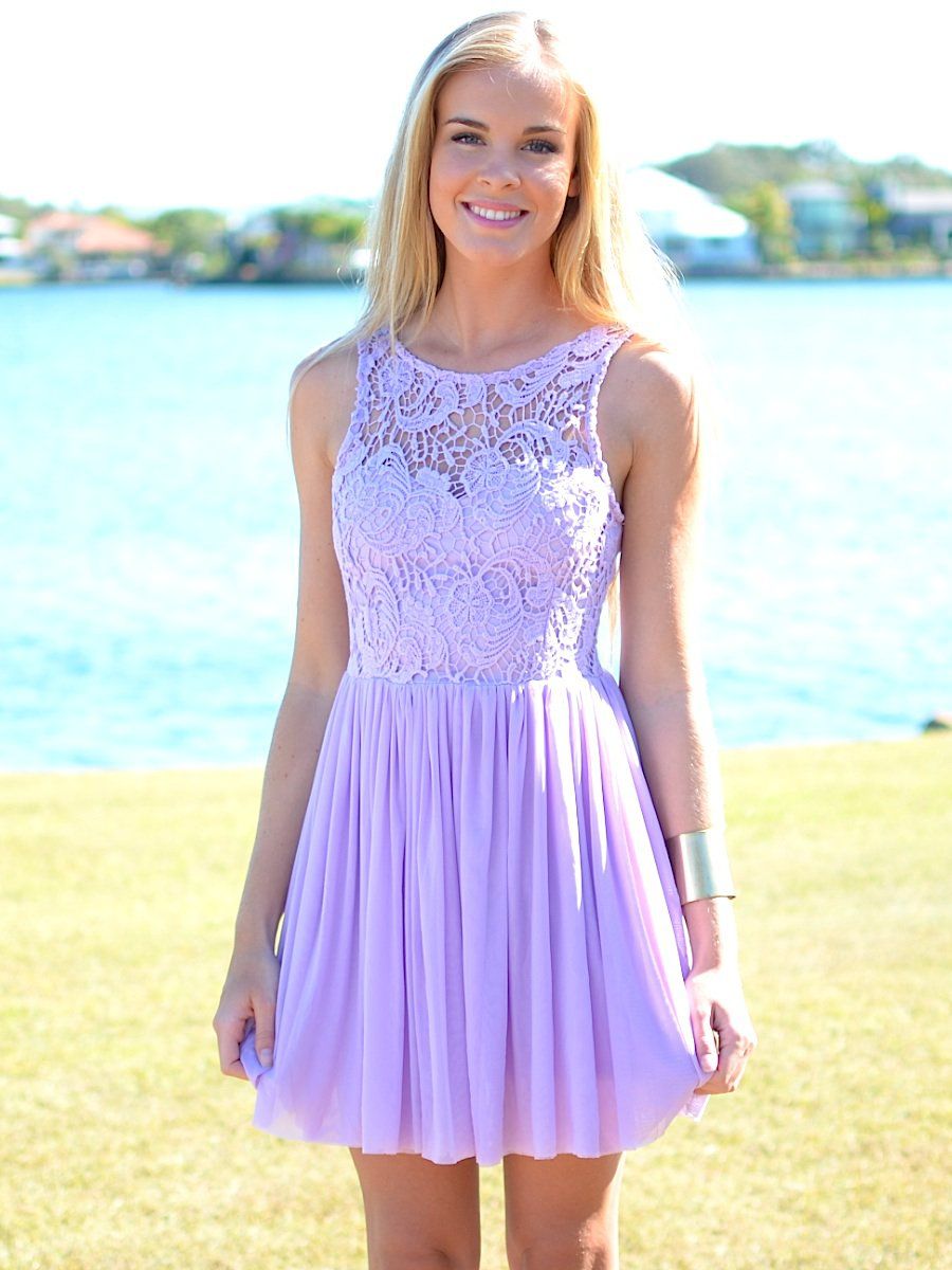 Lavender Lace Sleeveless Dress