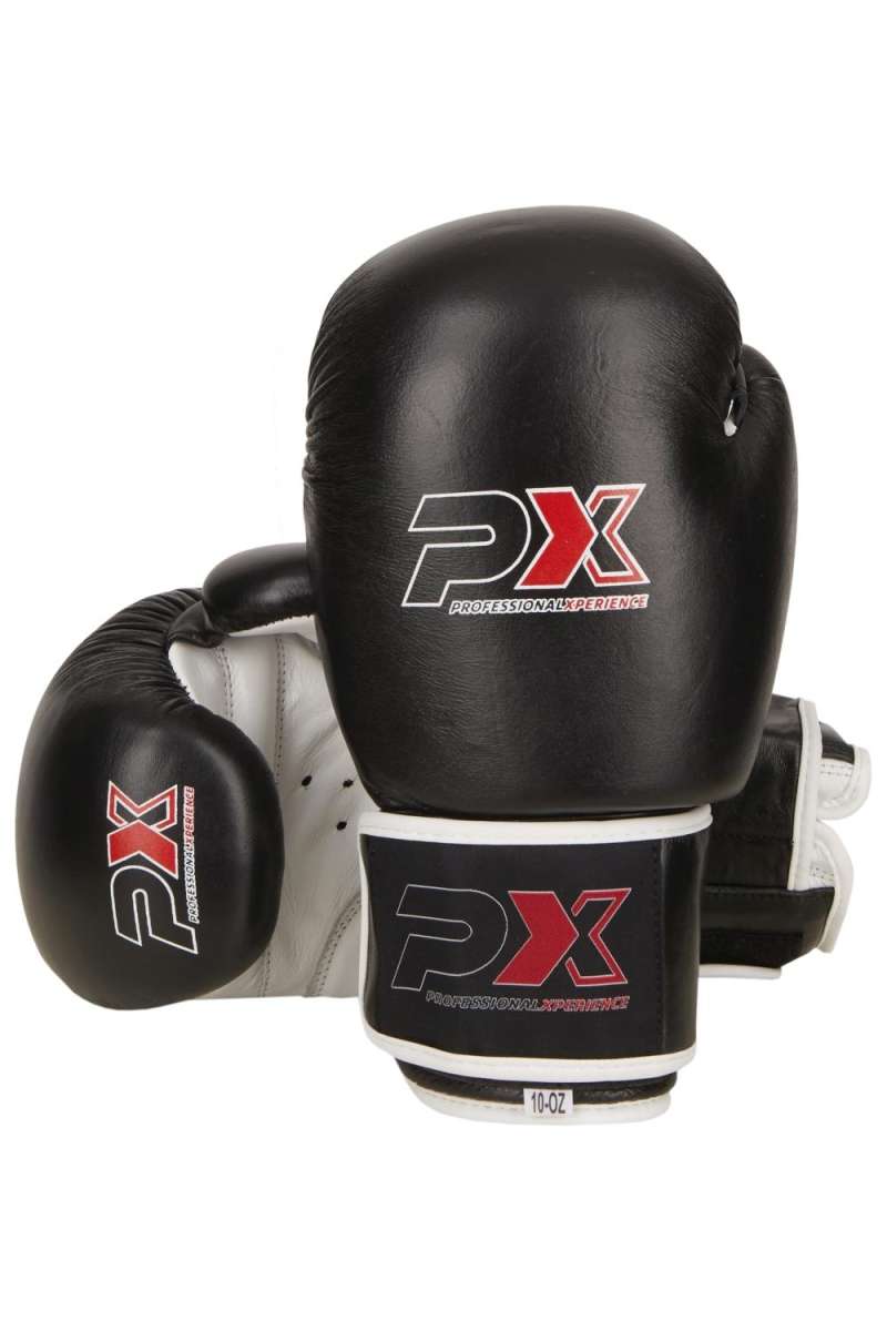 PX Boxhandschuhe schwarz-weiß Leder