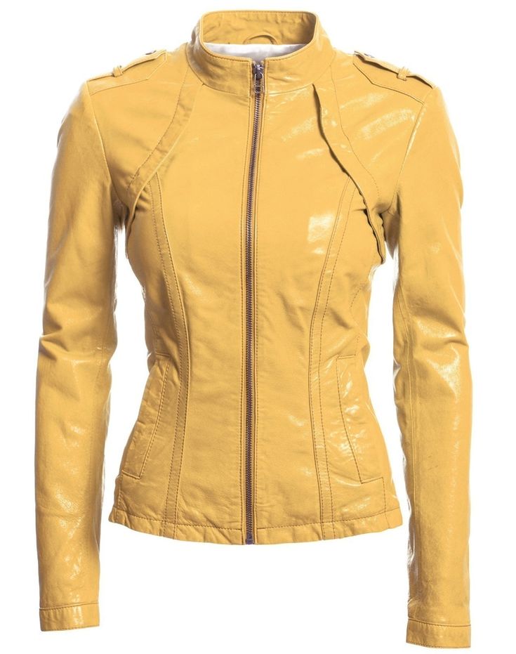 Yellow Faux Leather Jacket