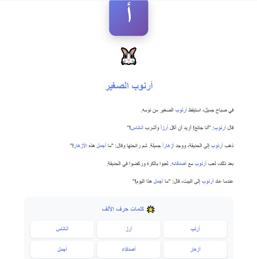 قصص الحروف العربية