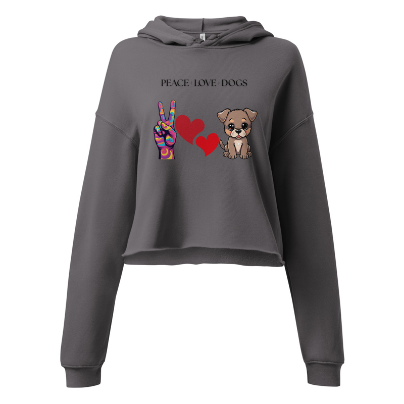 Peace Love Dogs. Women's Fleece Crop Hoodie. Cropped Hoodie.