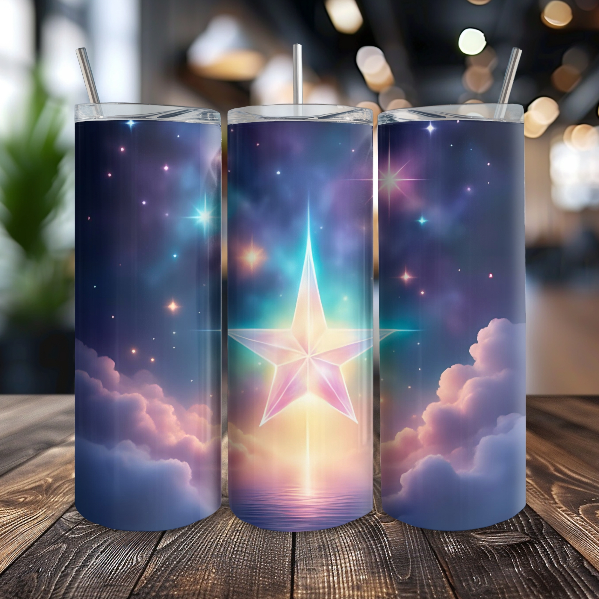 Magical Night Star Sublimation 4 Tumbler Wraps | 20oz Skinny/ Straight PNG | Horoscope team |  Digital Download