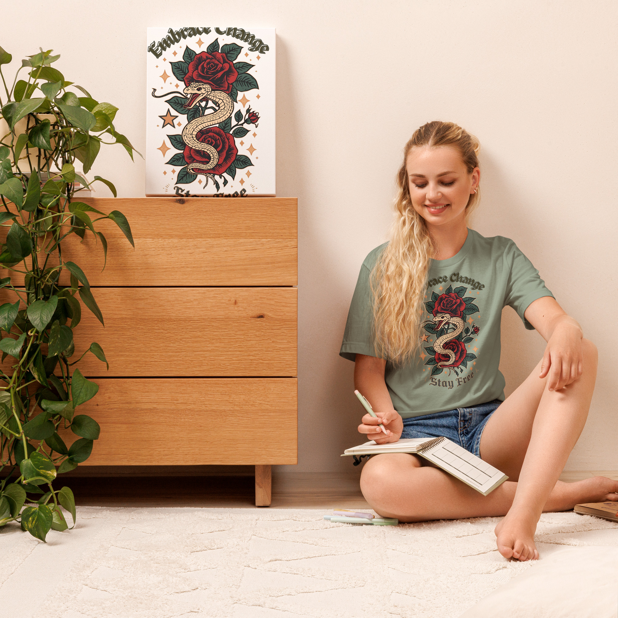 Roses and Snake Inspiration Graphic T-Shirt