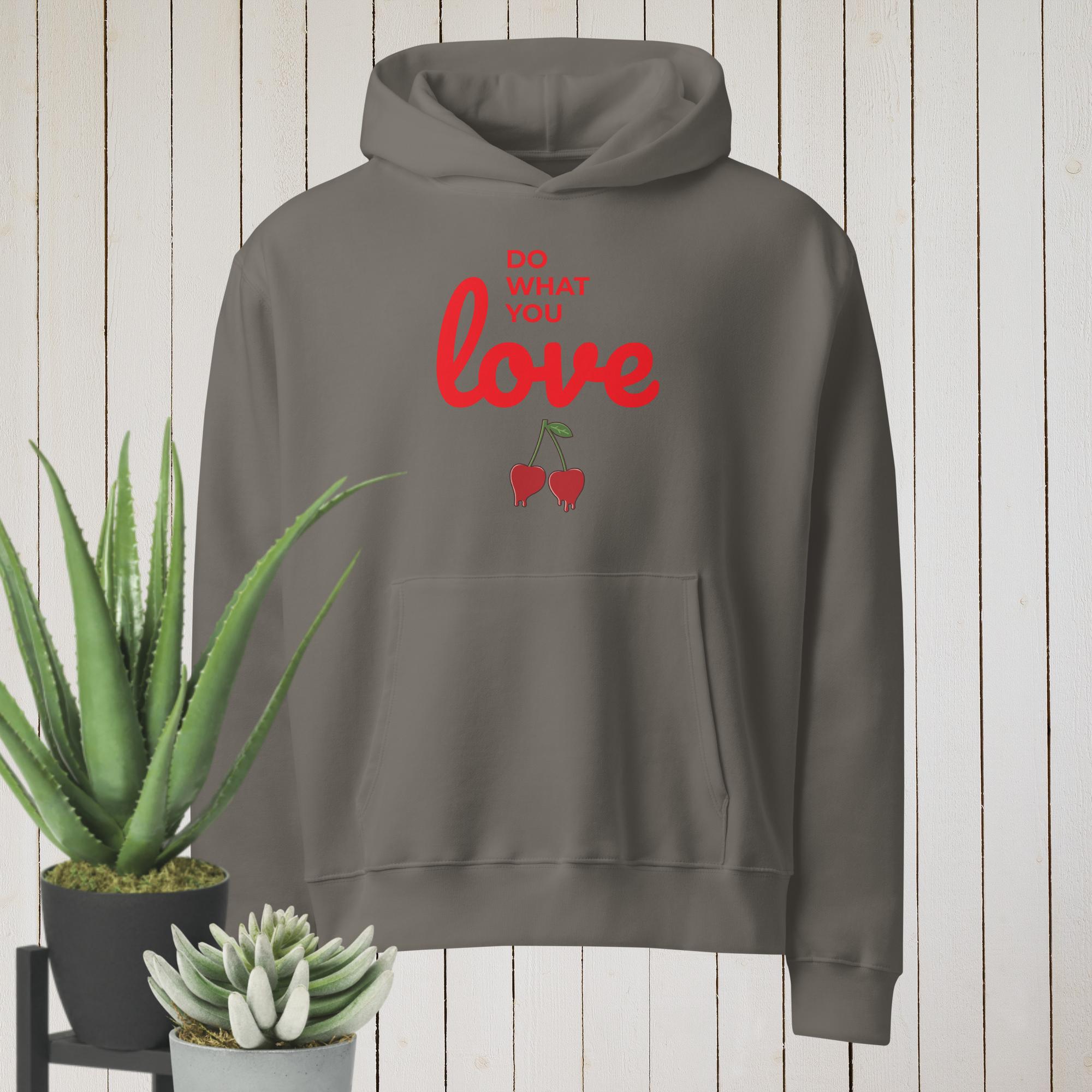 Oversized Heavyweight Hoodie ''Do What You Love''  with Cherry Print and more!