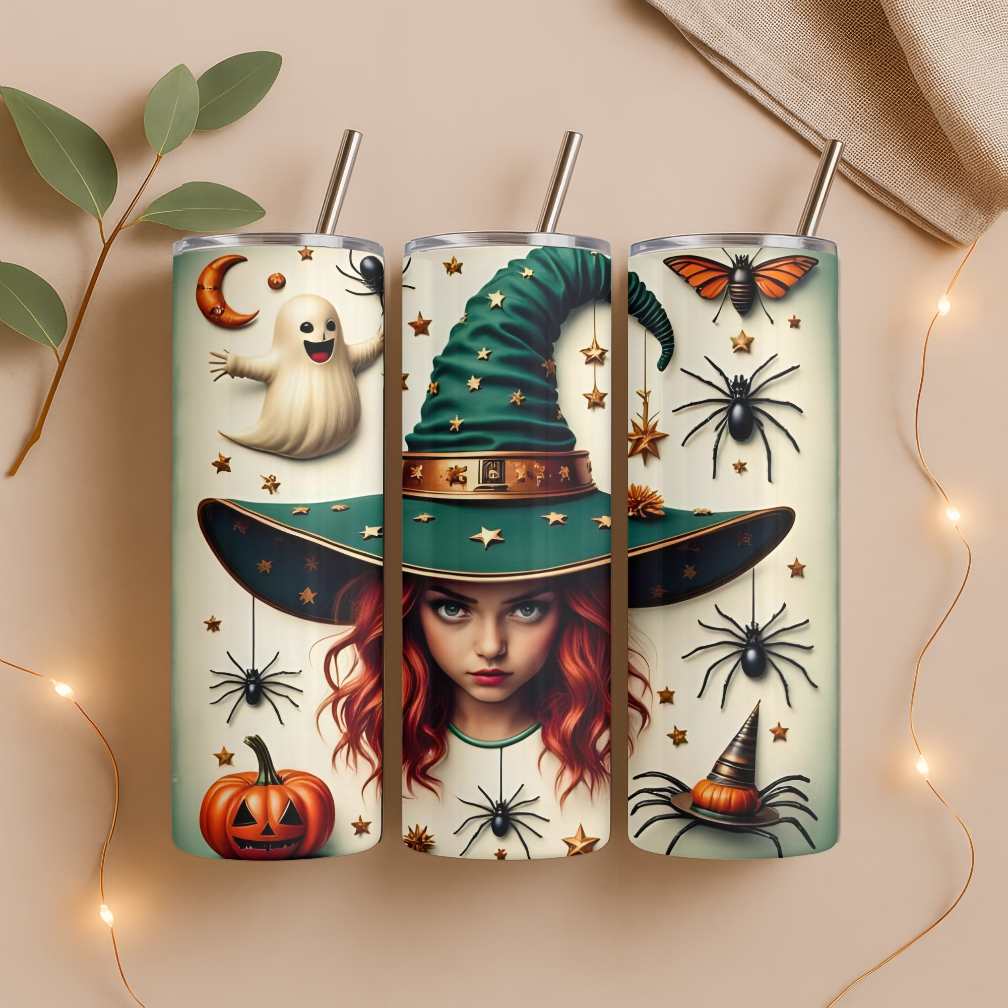 Halloween Witch Stainless Steel 2 Tumbler Designs | Digital Download | Sublimation