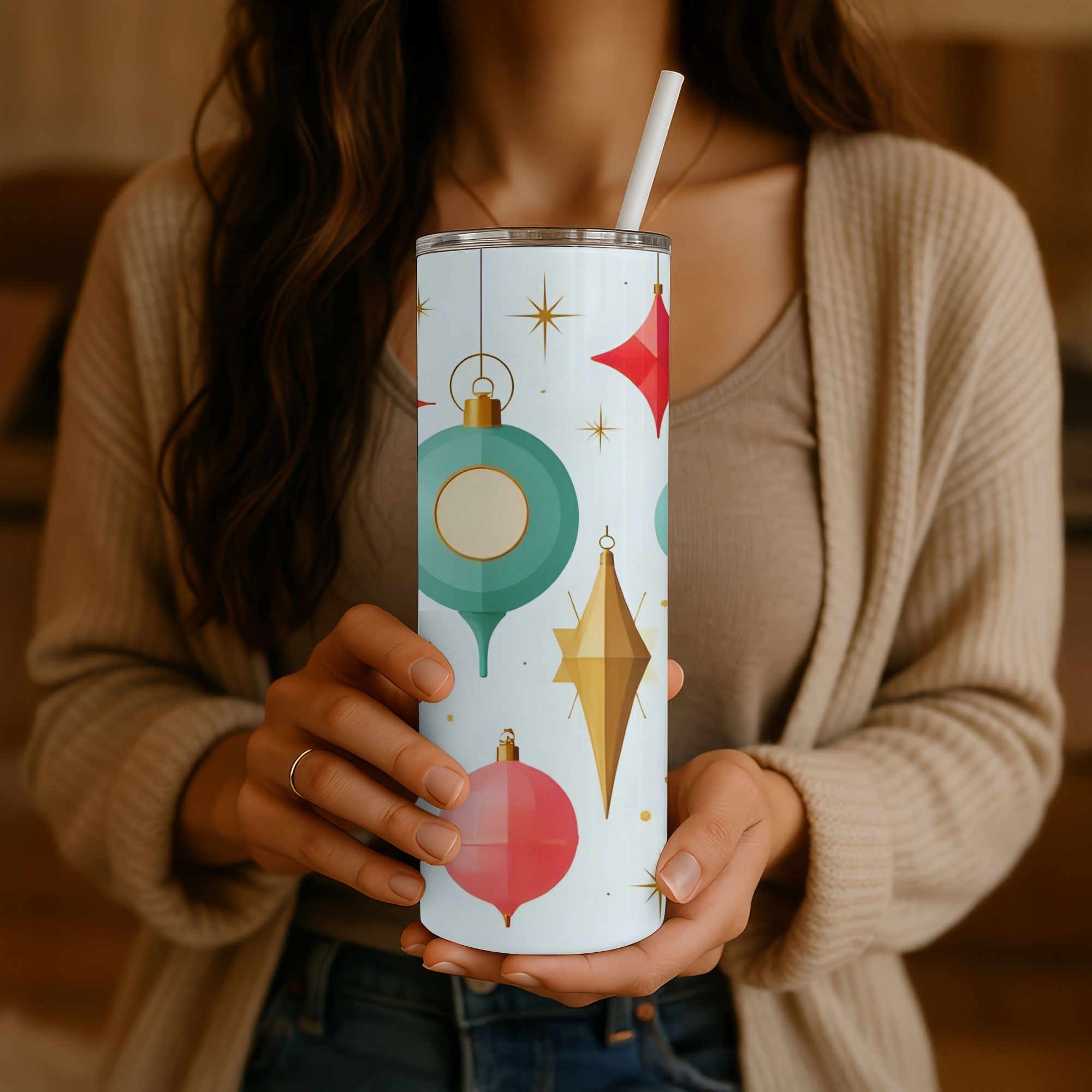 5 Christmas Ornament Tumbler Set. Sublimation Tumble Wraps | 20oz Skinny/ Straight PNG | Digital Download