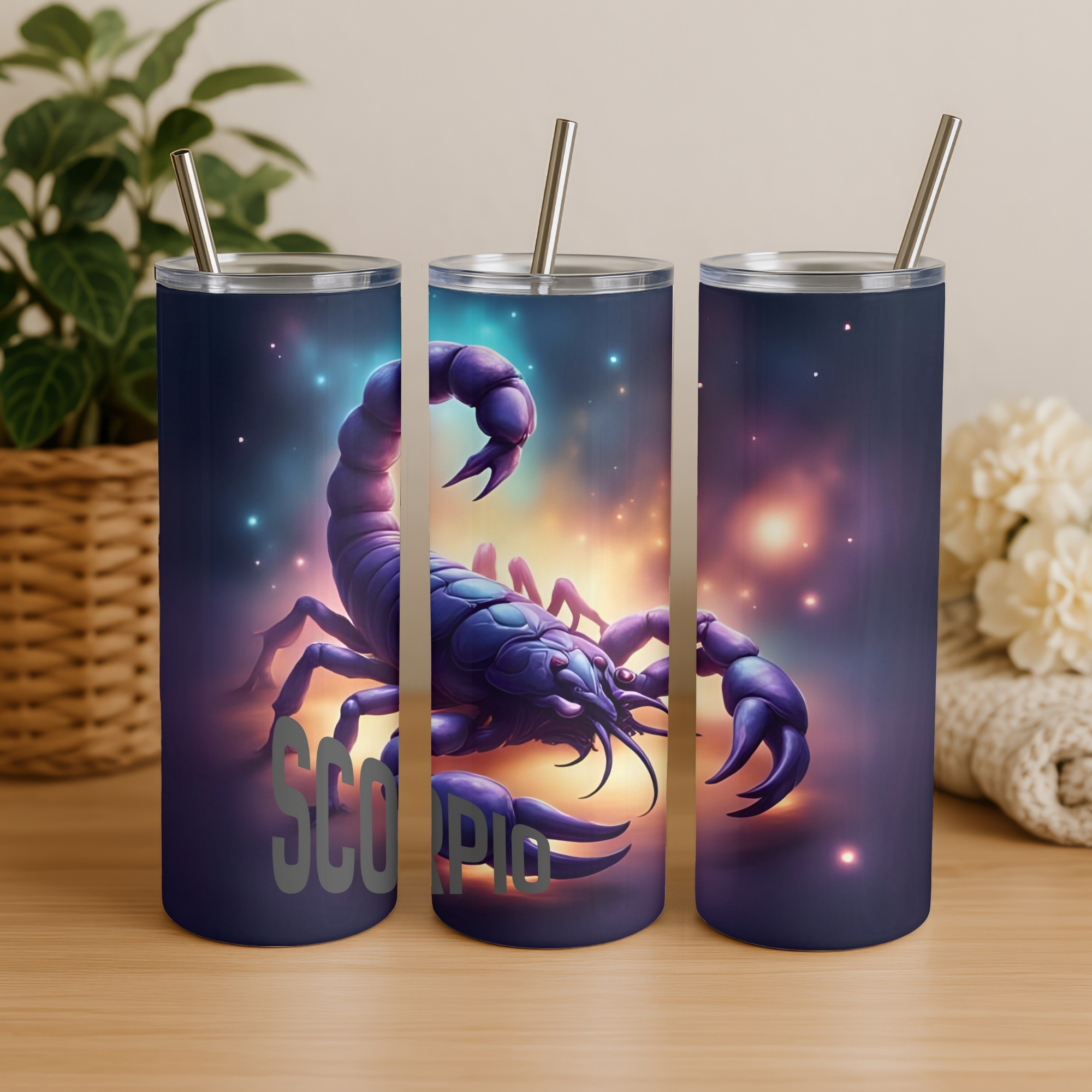 Scorpio Retro Wave Sublimation Tumbler Wrap | 20oz Skinny/ Straight PNG | Horoscope PNG | Digital Download