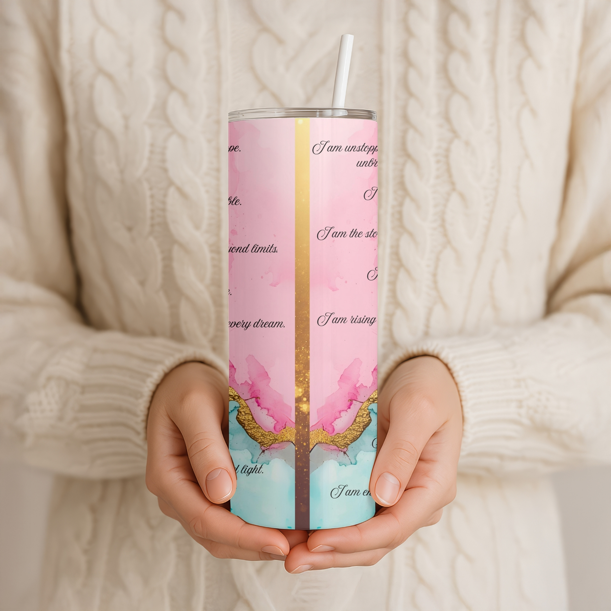 Colourful Marble Stainless Steel Tumbler with 15 quotations