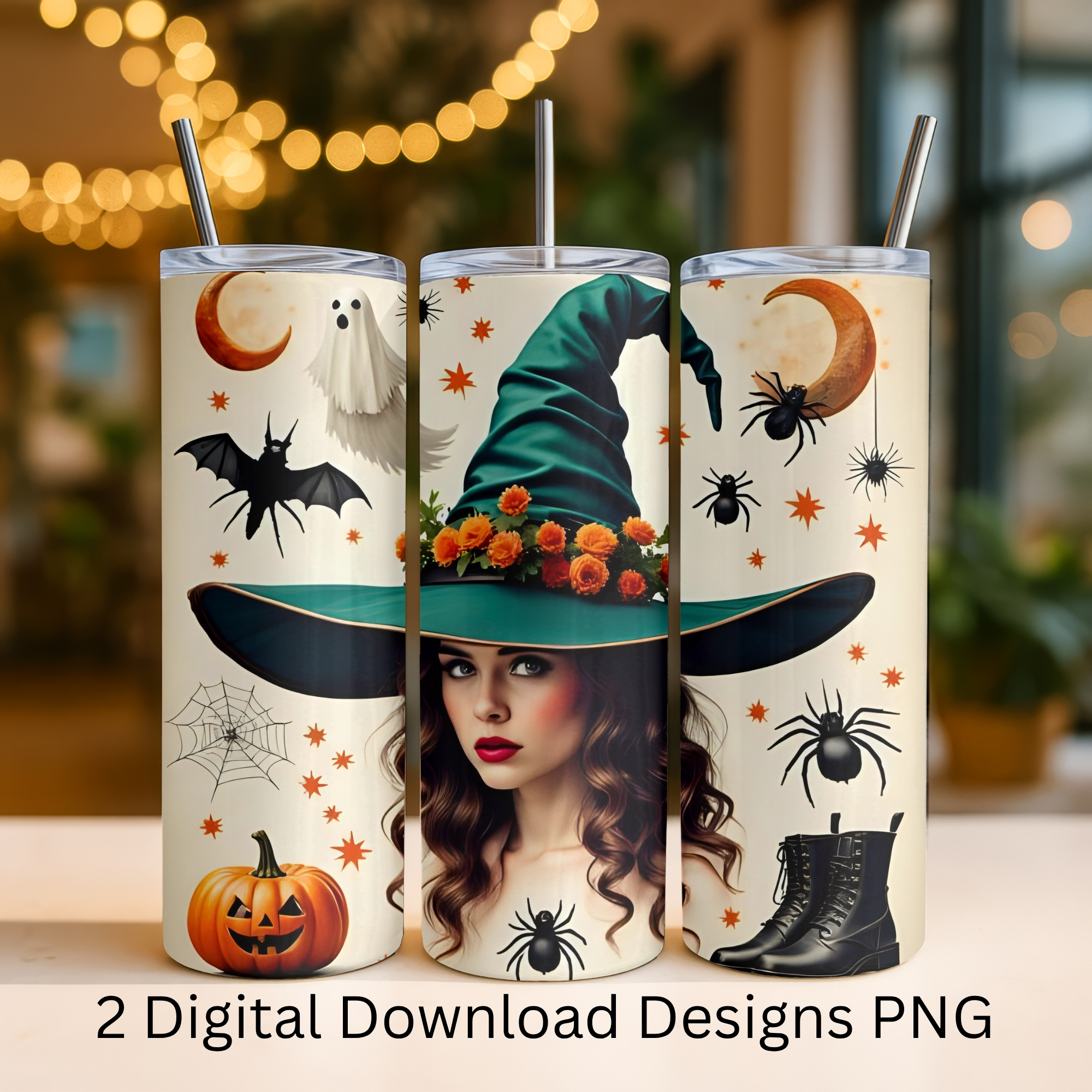 Halloween Witch Stainless Steel 2 Tumbler Designs | Digital Download | Sublimation