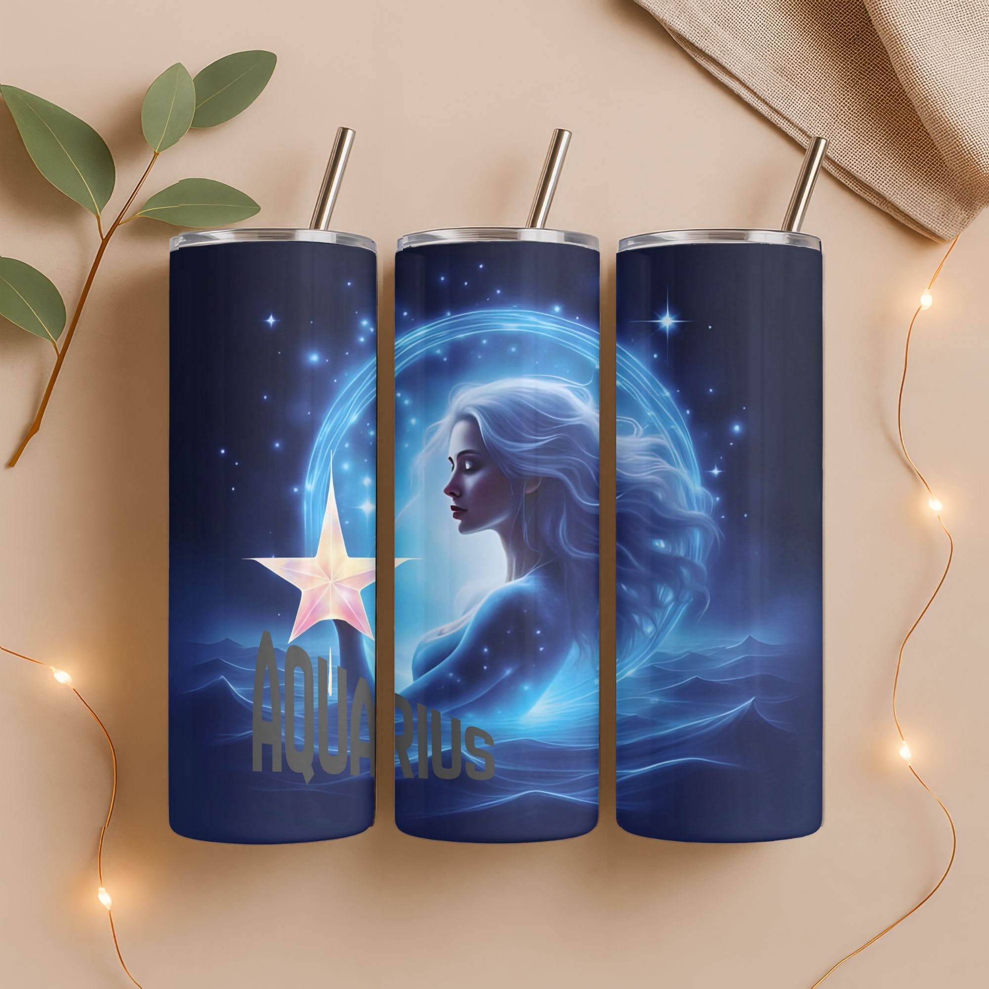 Aquarius Zodiac Sublimation Tumble Wrap | 20oz Skinny/ Straight PNG | Digital Download