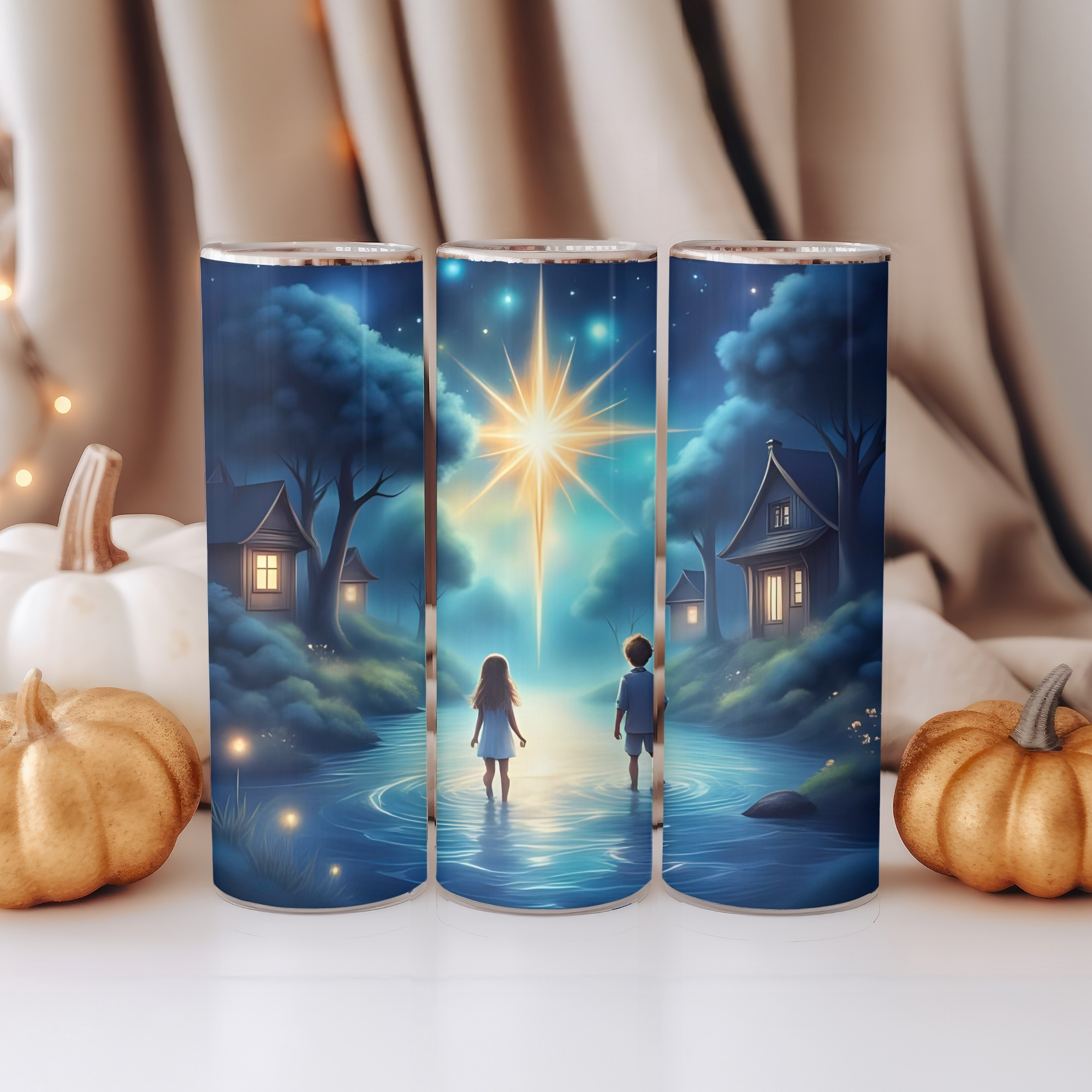 Magical Night Star Sublimation 4 Tumbler Wraps | 20oz Skinny/ Straight PNG | Horoscope team |  Digital Download