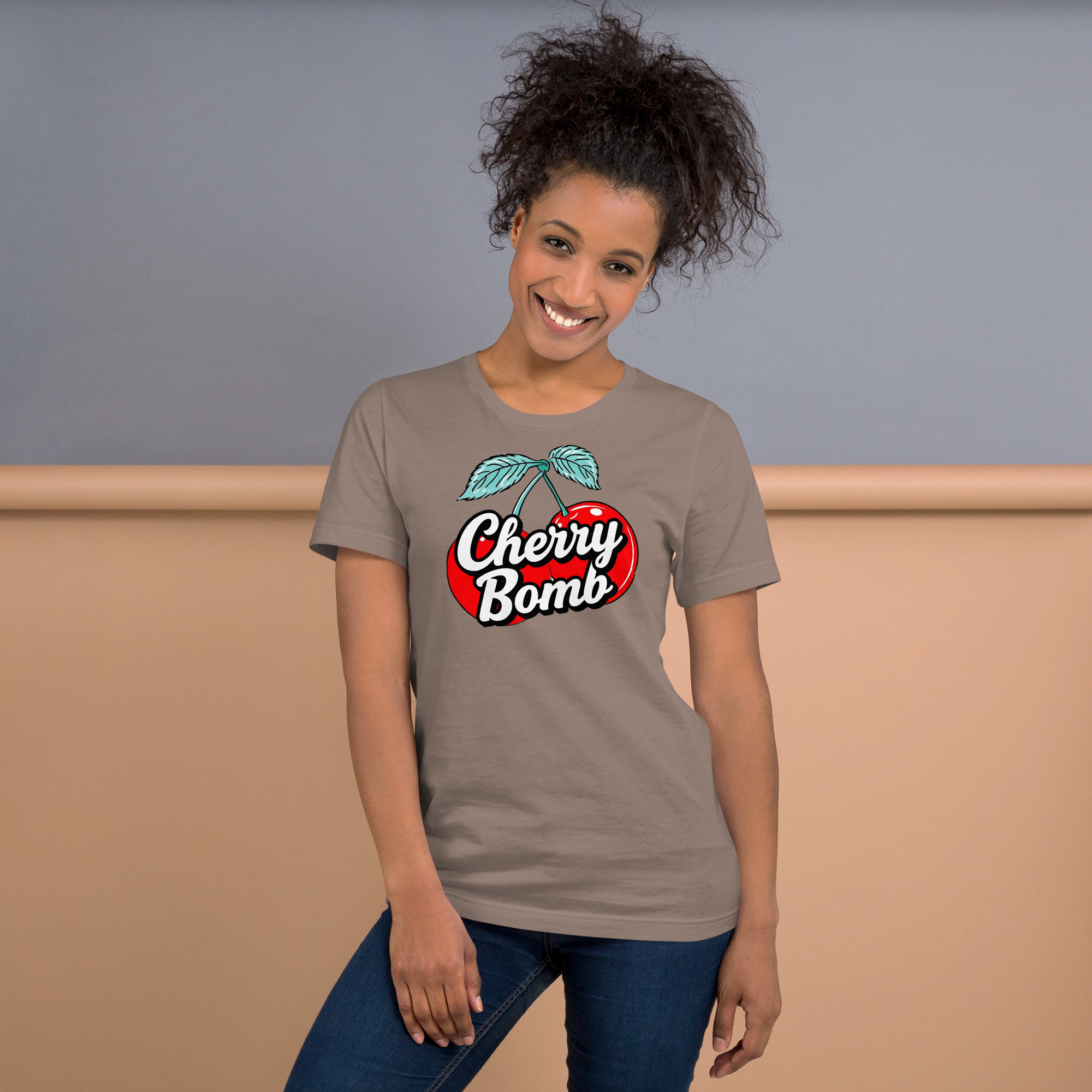 Cherry Bomb Graphic T-shirt. Vintage Style Design.