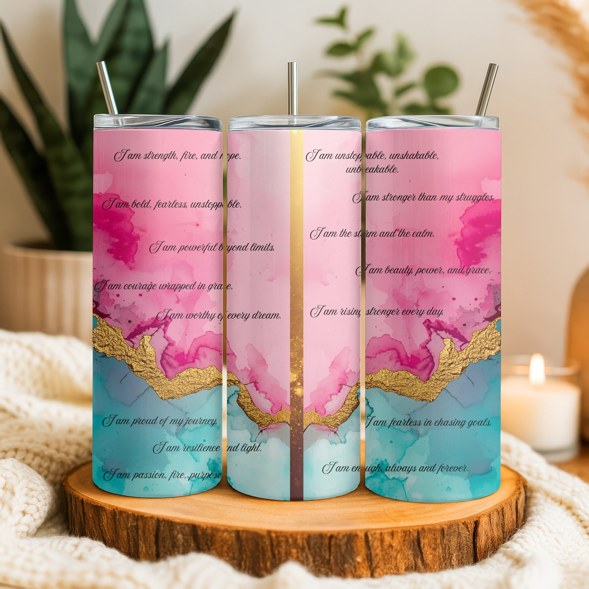 Colourful Marble Stainless Steel Tumbler with 15 quotations 