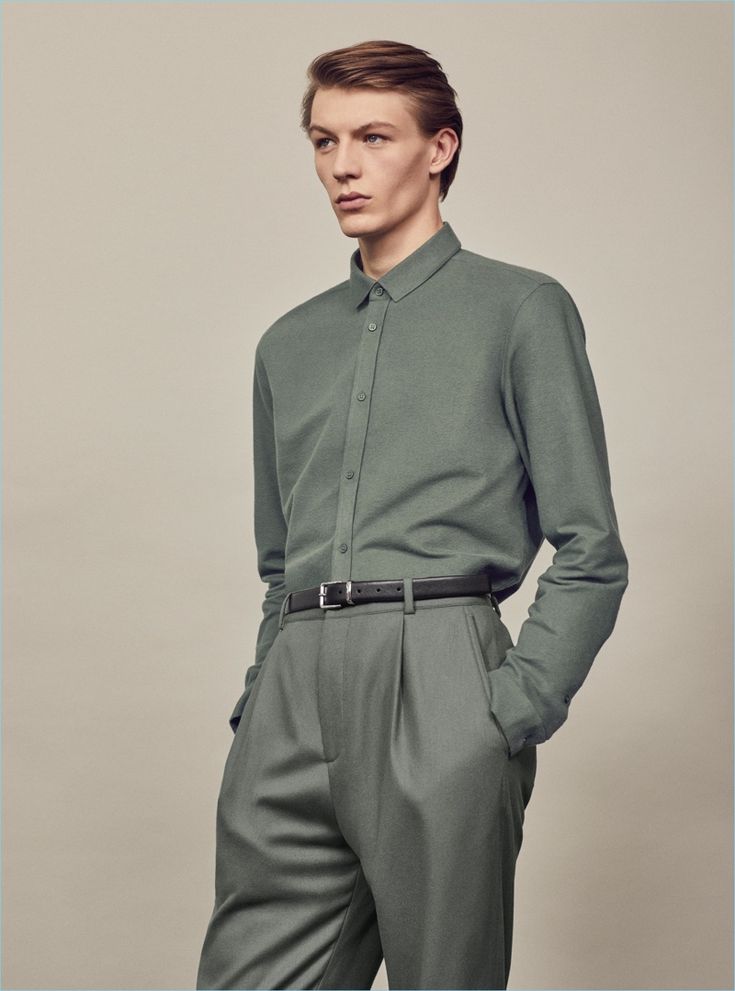 Elegant Green Button-Up Shirt
