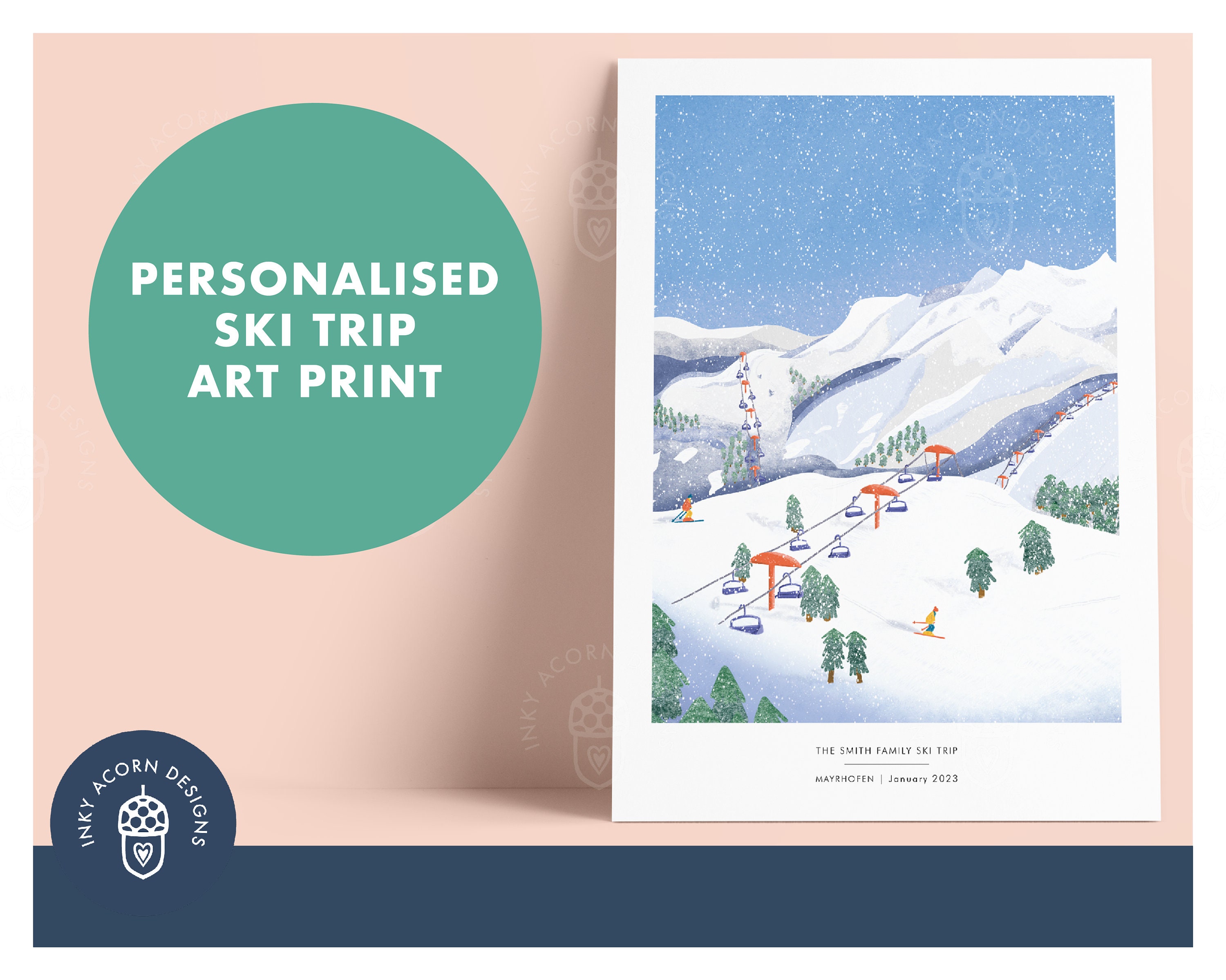 Personalised Skiing Print