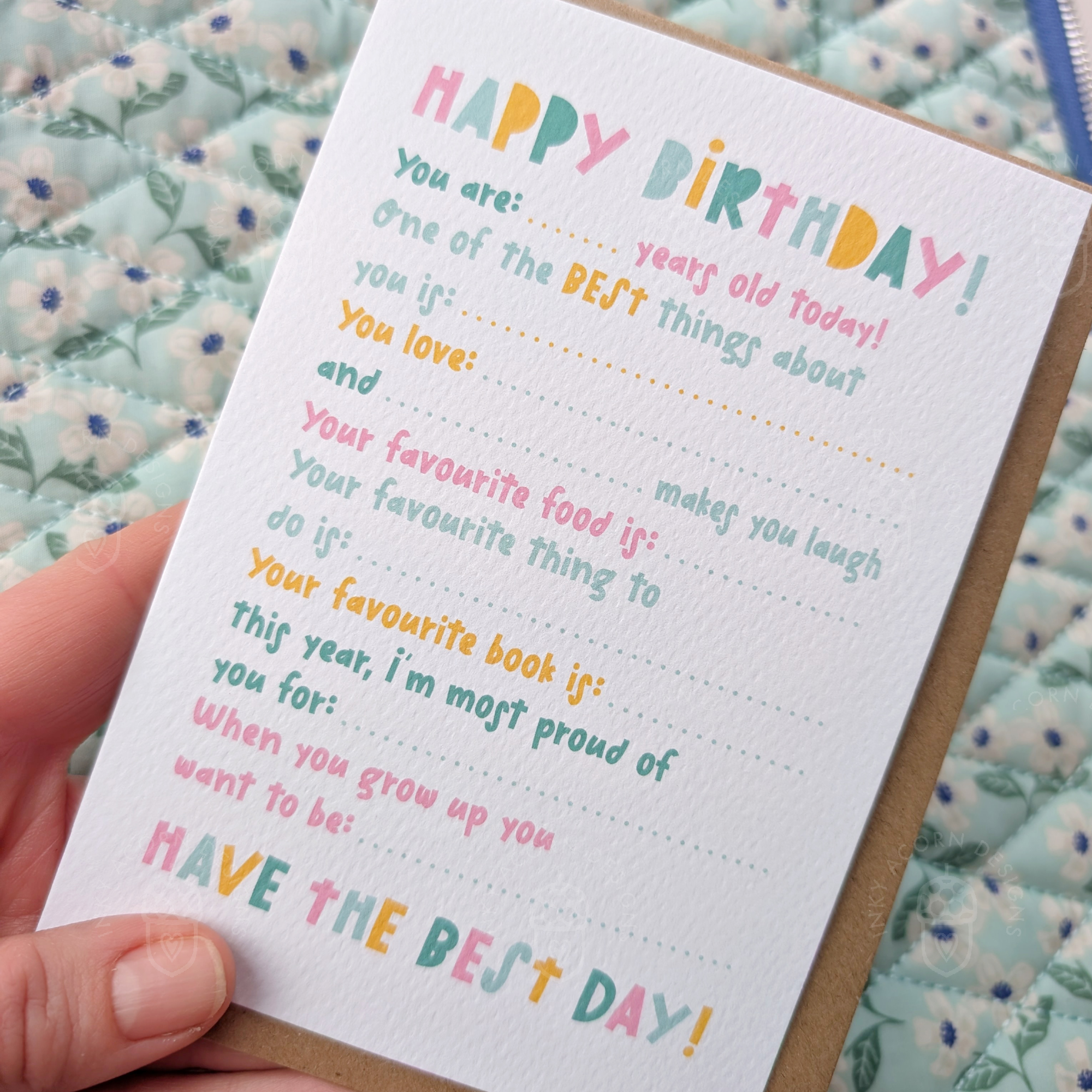 Fill in the Blanks Birthday Greetings Card