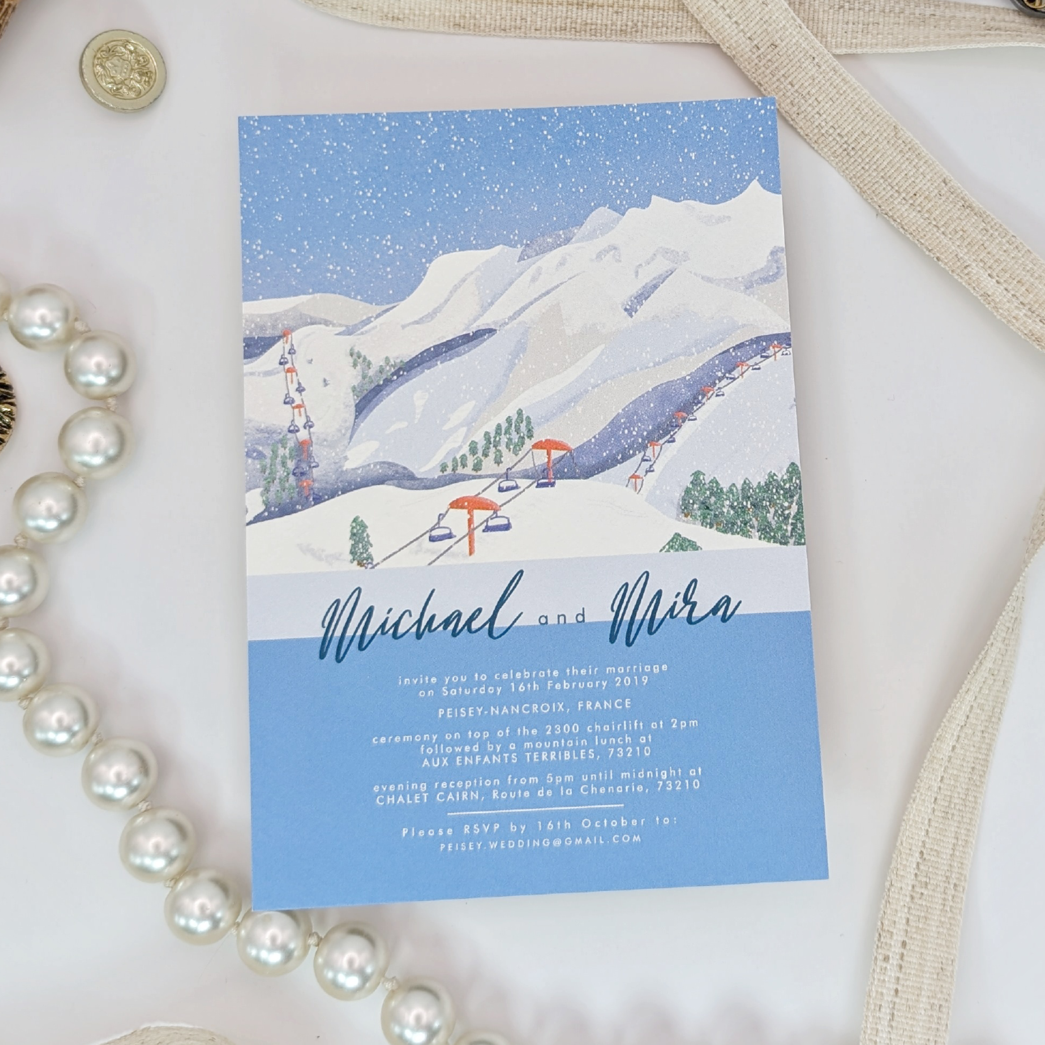 Skiing Wedding Stationery