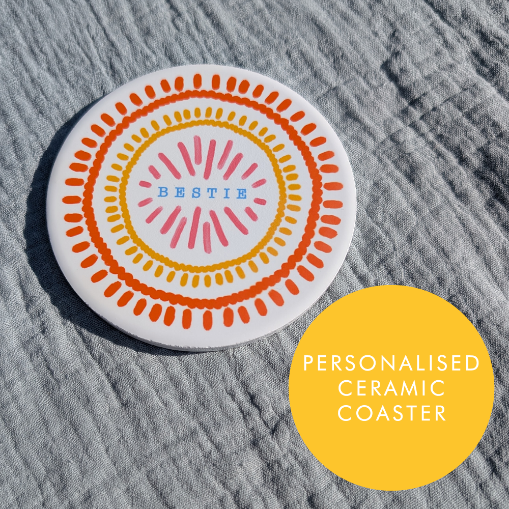 Personalised Vibrant Sunshine Coaster
