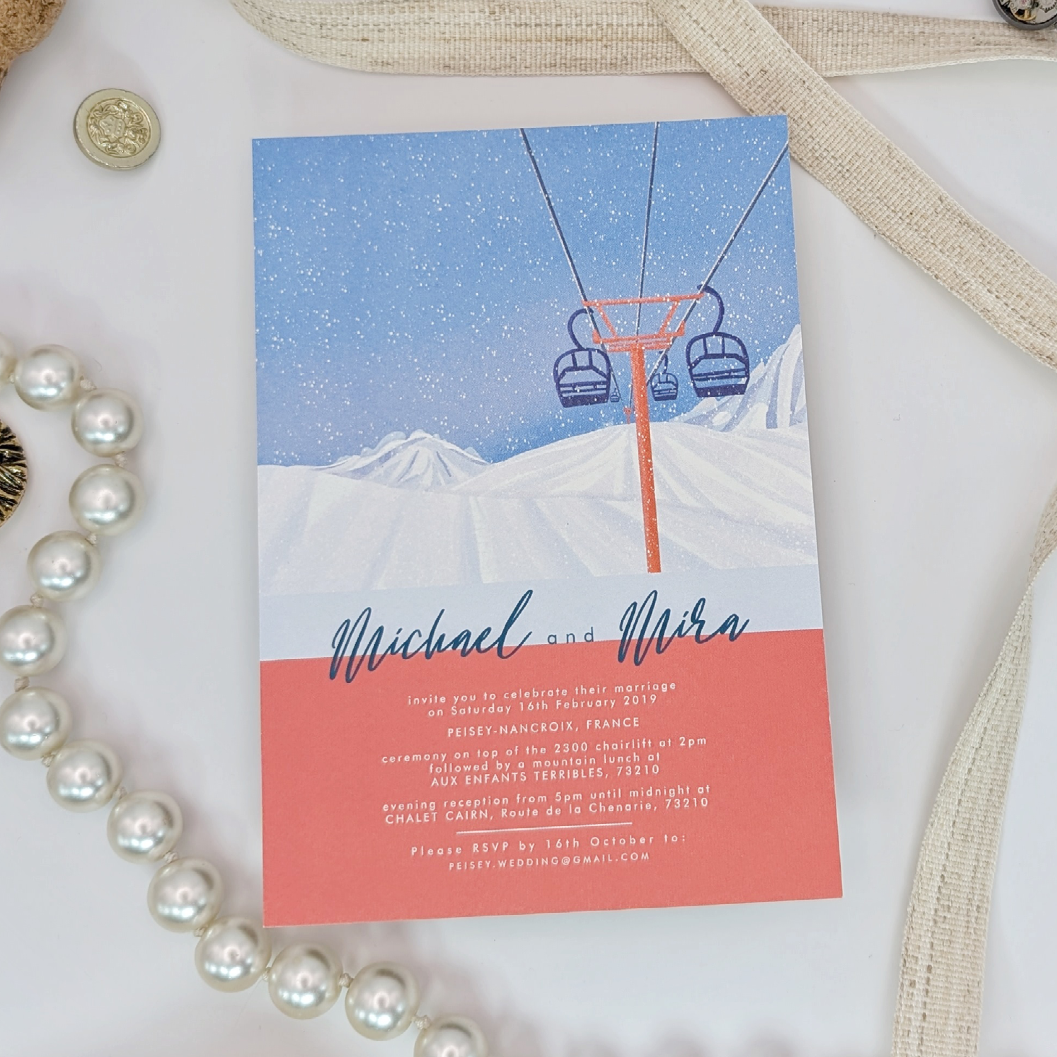 Skiing Wedding Stationery