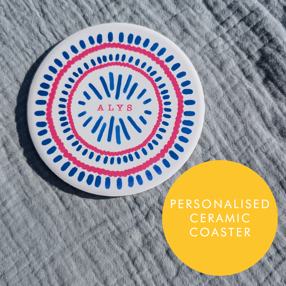 Personalised Vibrant Mediterranean Style Coaster