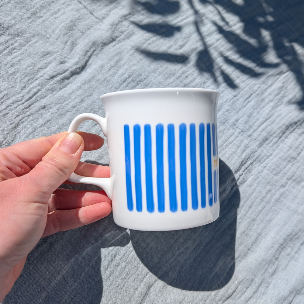 Blue Stripes Personalised China Mug