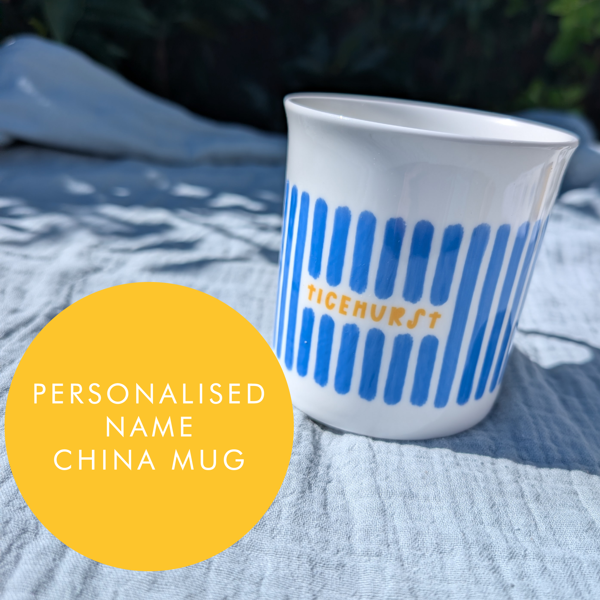Blue Stripes Personalised China Mug