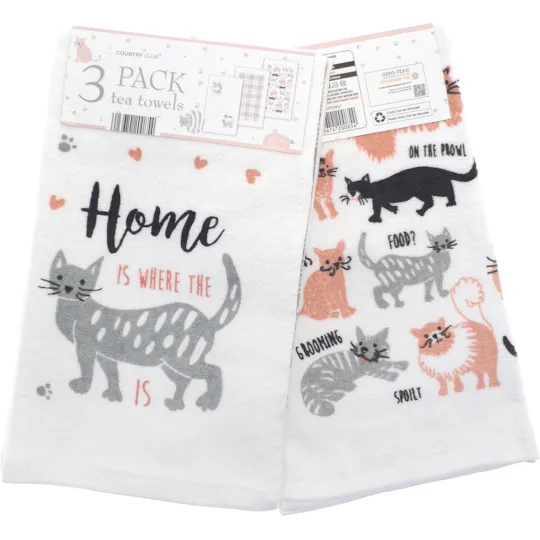 Cat-Themed Tea Towels (3 Pack)