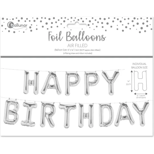 Foil Balloons Happy Birthday Banner