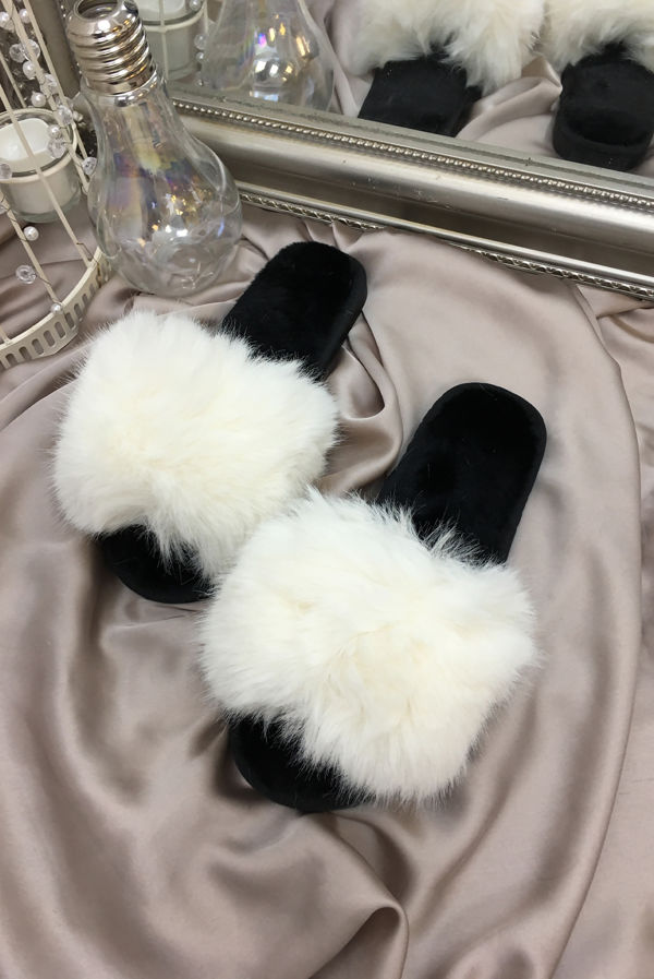 White Fuzzy Slippers