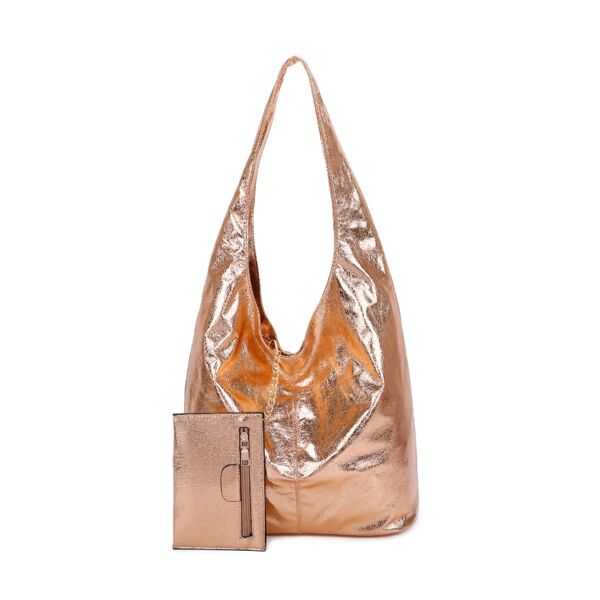 Metallic Gold Hobo Bag with Pouch