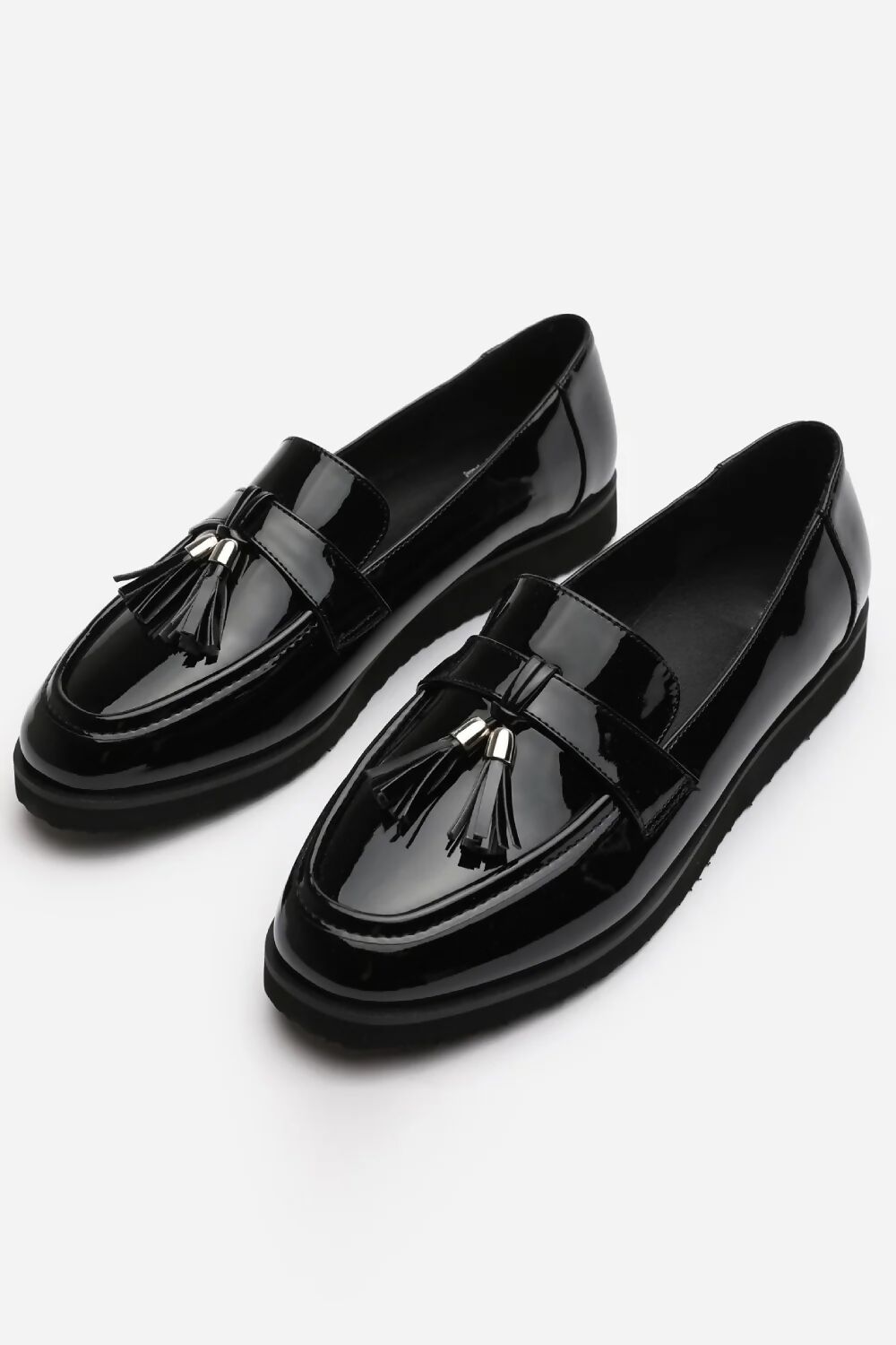 Black Patent Leather Tassel Loafers