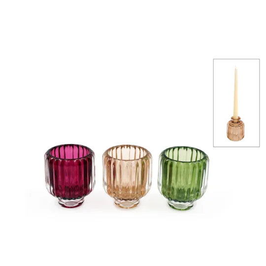 Set of Three Glass Candle Holders