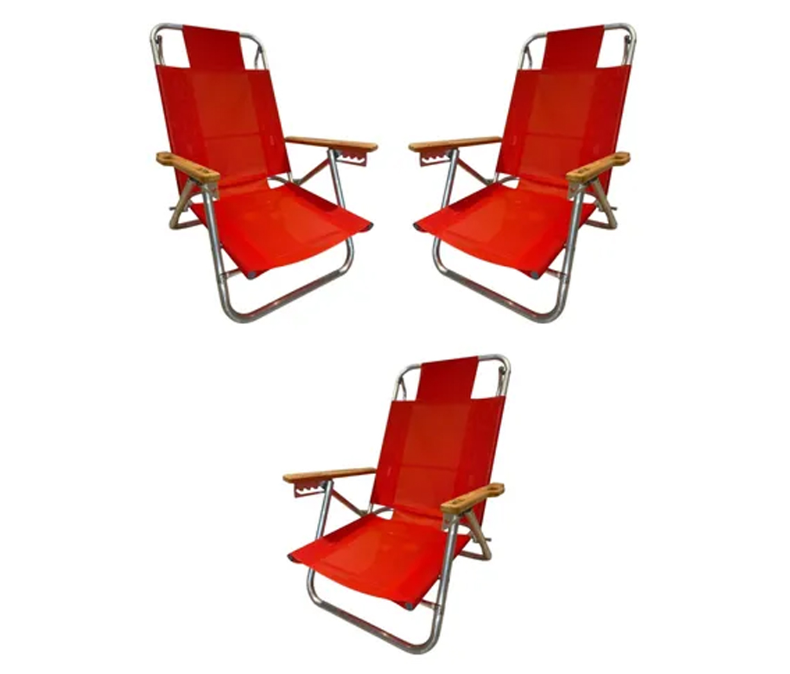 Reposera Aluminio sin posiciones alta apoyabrazo de madera. Art.700