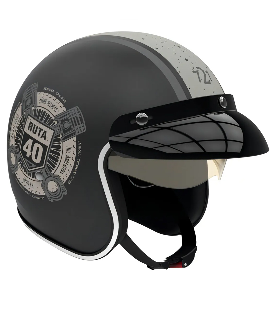 Casco Hawk 721 Ruta 40 Negro Grey