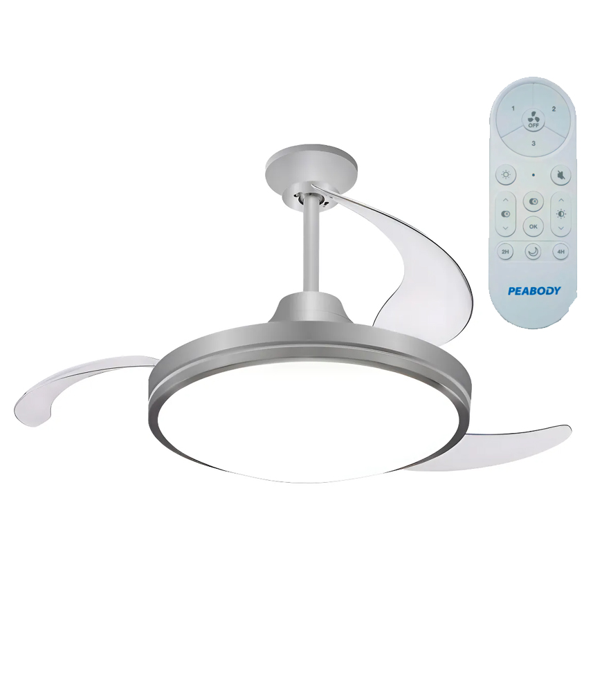 Ventilador de Techo Peabody PE-VTRA421S Retráctil con Luz Led