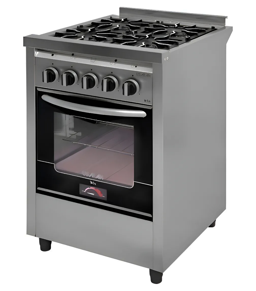 Cocina Usman Industrial Win Up 4 hornallas puerta visor 55cm