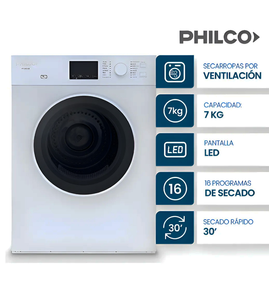 Secarropas Automįtico por Calor Philco 2.5 KG PHSA035B
