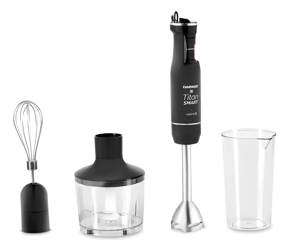 Mixer Daewoo DHB109SC 1000W con batidor picador, pisapapas,soporte pared