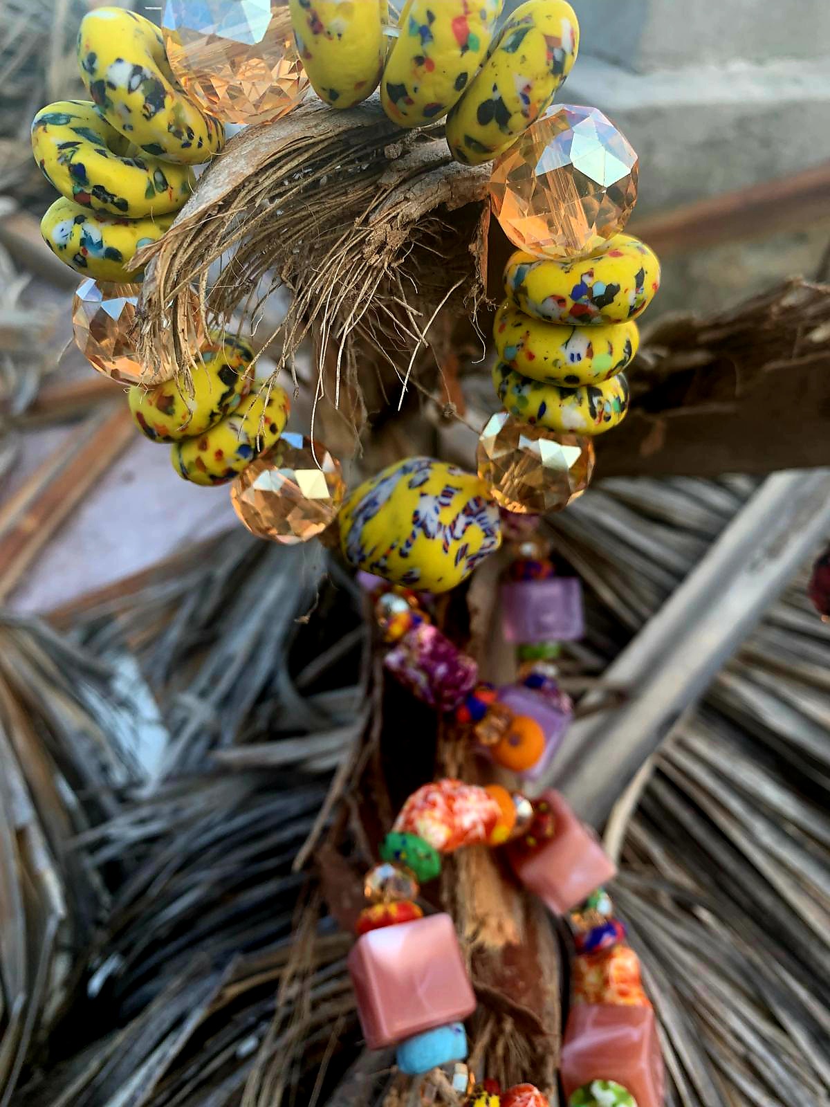 Handmade Candied Stone & Beaded Bracelets