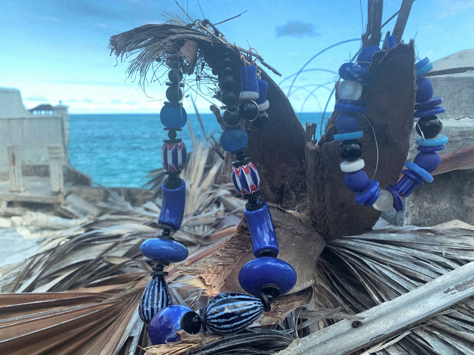 Handmade Blue Phi Zeta Beaded Necklace Set