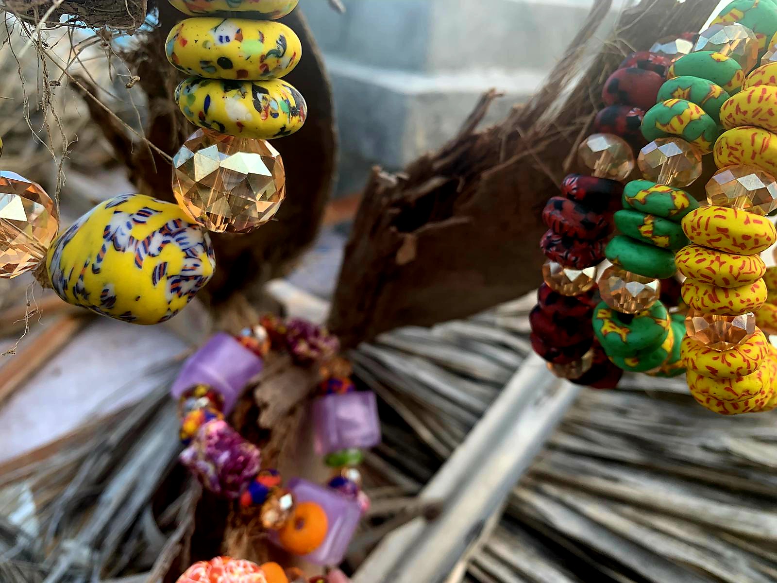 Handmade Candied Stone & Beaded Bracelets