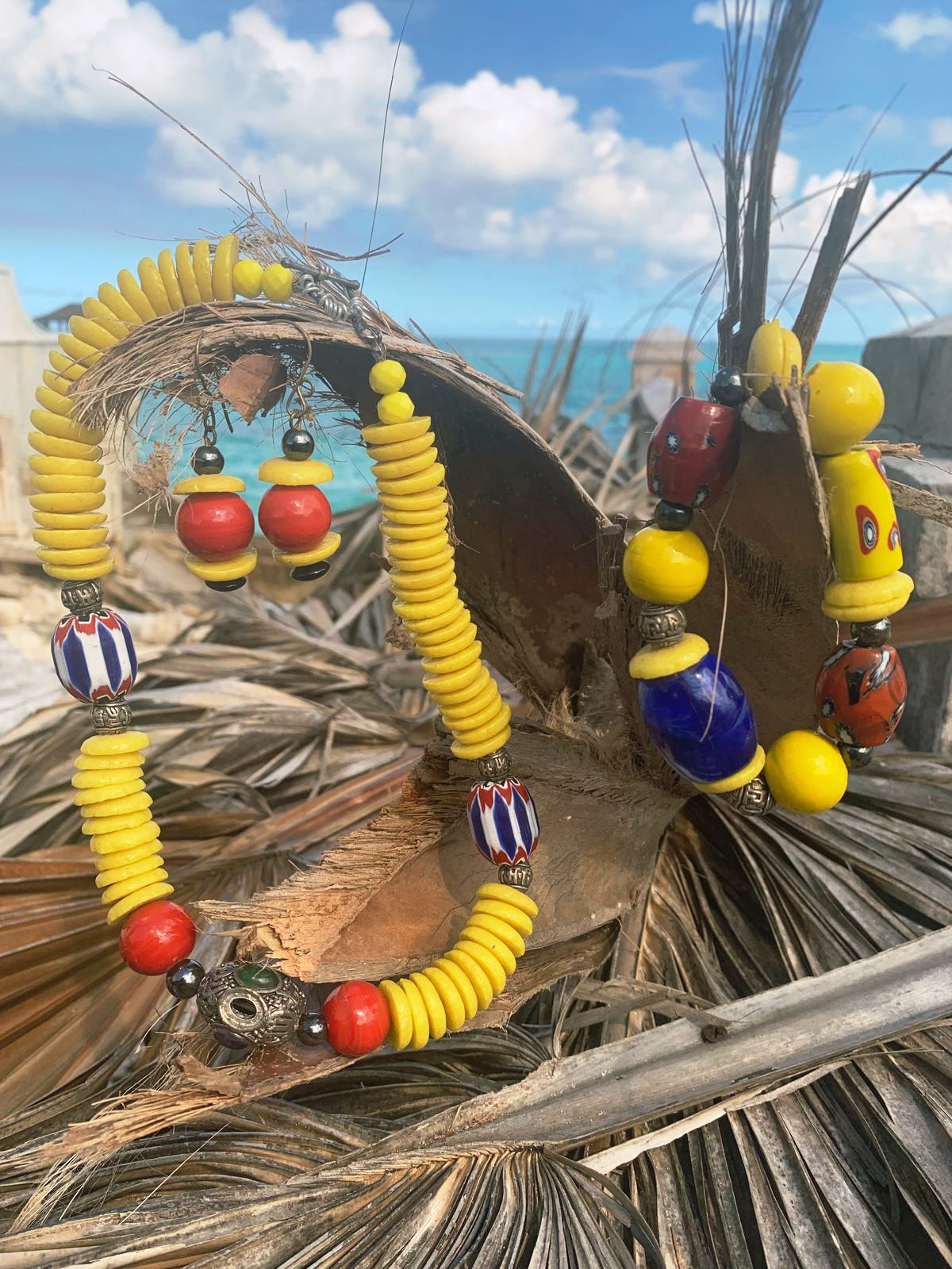 Colorful Trini Flavored Beaded Necklace Set