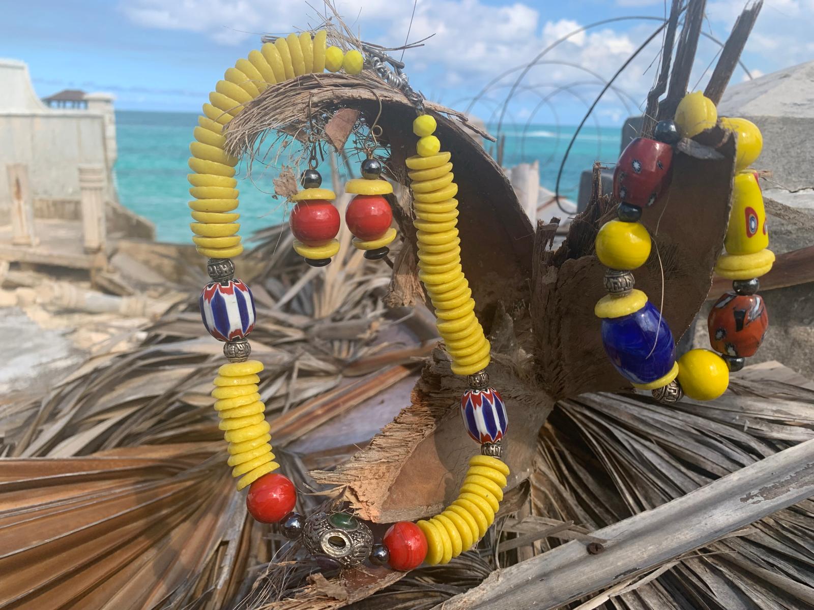 Colorful Trini Flavored Beaded Necklace Set