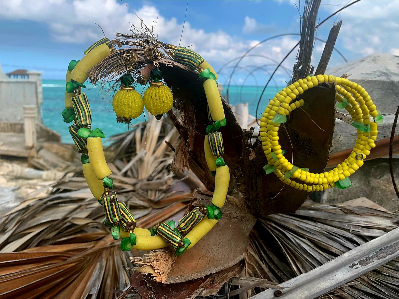 Handmade Yellow Beaded Jewelry Set