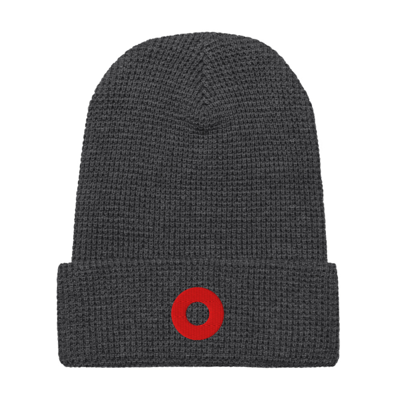 Henrietta Red Circle Donut Embroidered Waffle Beanie