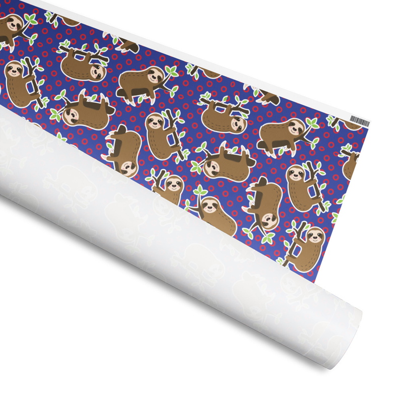 Sloth Red Circle Donut Wrapping Paper Roll