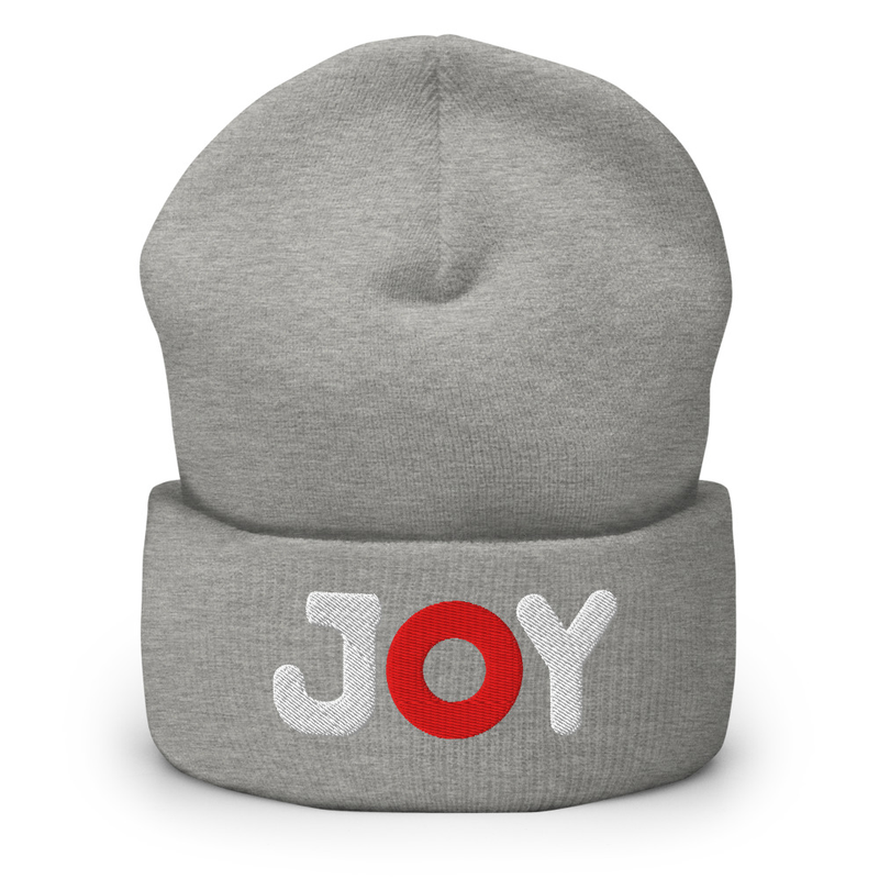 Joy Embroidered Cuffed Beanie