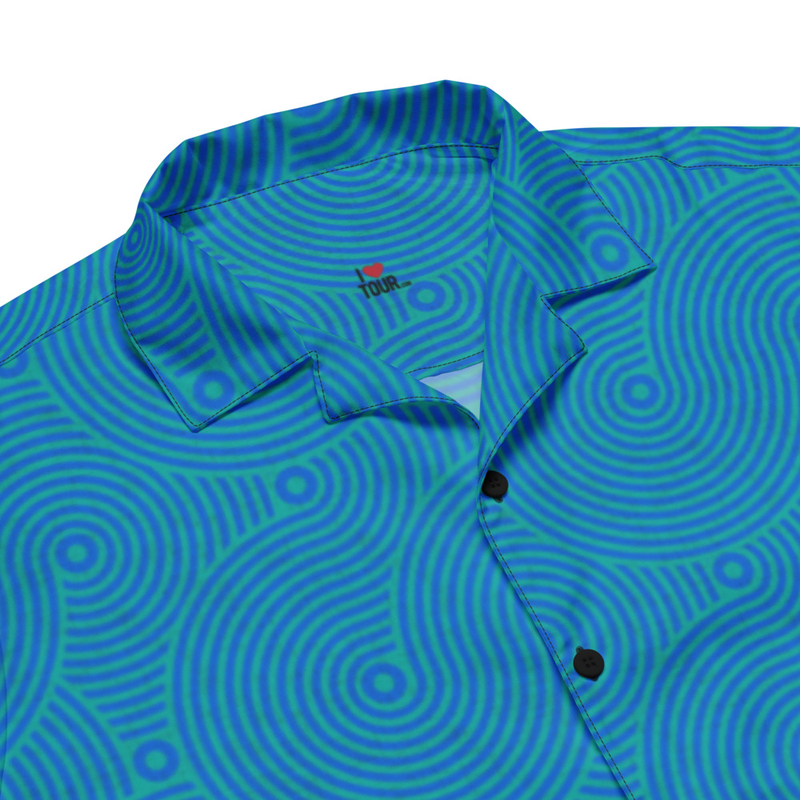 Phish Red Circle Donut Waves Button Down Shirt- Phish Mens Gift - Red Circle Donuts Shirt - PHISH TUBE TEAL
